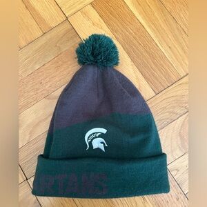 Nike Michigan State University Spartans Green & Gray Pom Beanie. Unisex One Size